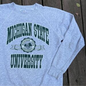 80s 90s Vintage Michigan State University collegiate crewneck sweatshirt Size L